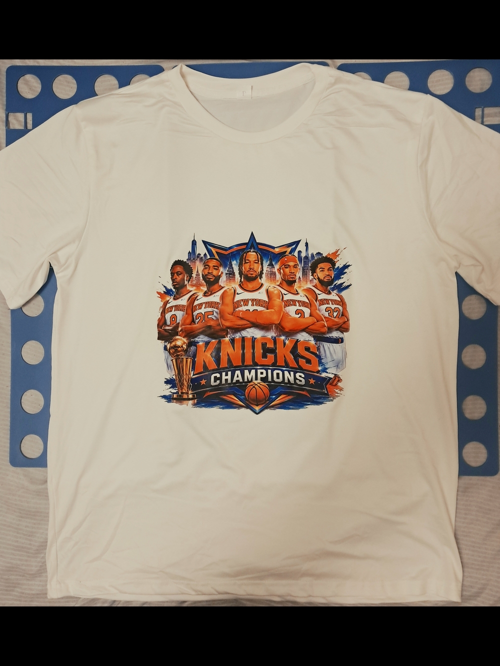 Knicks Champions Graphic Tee - White with Orange & Blue